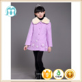 Mode enfants coréens long hiver robe en laine pardessus pour les filles fleur violet nouveau manteau conception